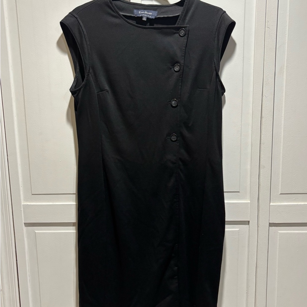 Evan Picone Black Asymmetrical Button Dress Women’s Size‎ 12